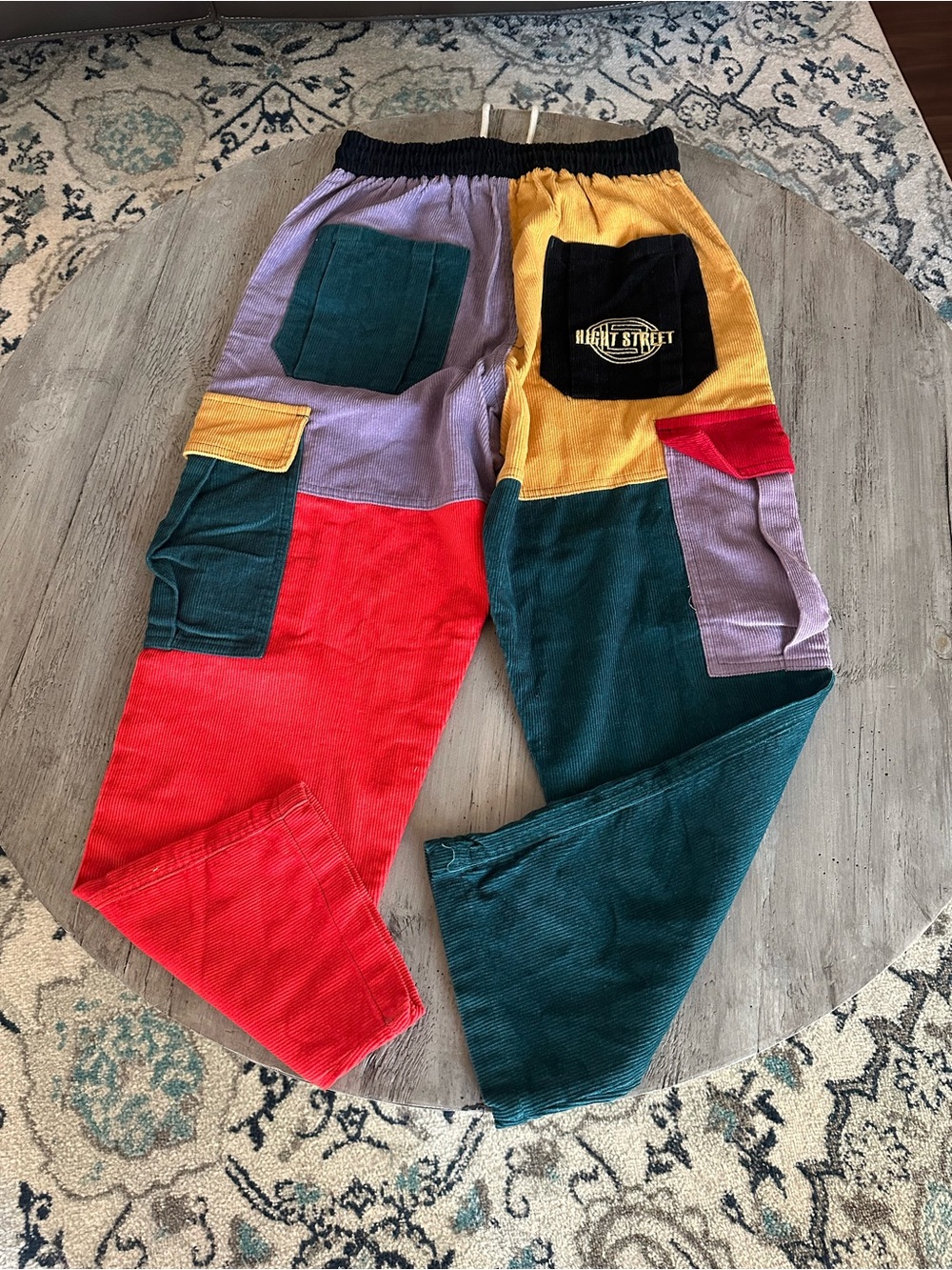 Colorblock Corduroy Cargo Pants - Multicolor - Picture 5 of 10